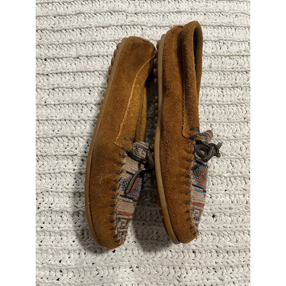 Minnetonka Moccasins El Paso Moc II Suede Flats Slip On Aztec Womens 9.5 Brown - Picture 5 of 12